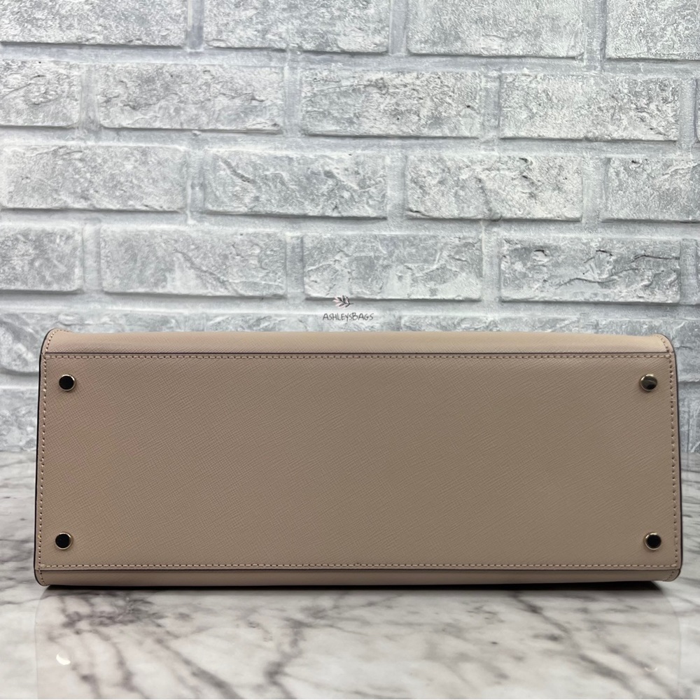 Kate Spade Staci Warm Beige Colorblock Large Satchel Crossbody - Picture 7 of 12